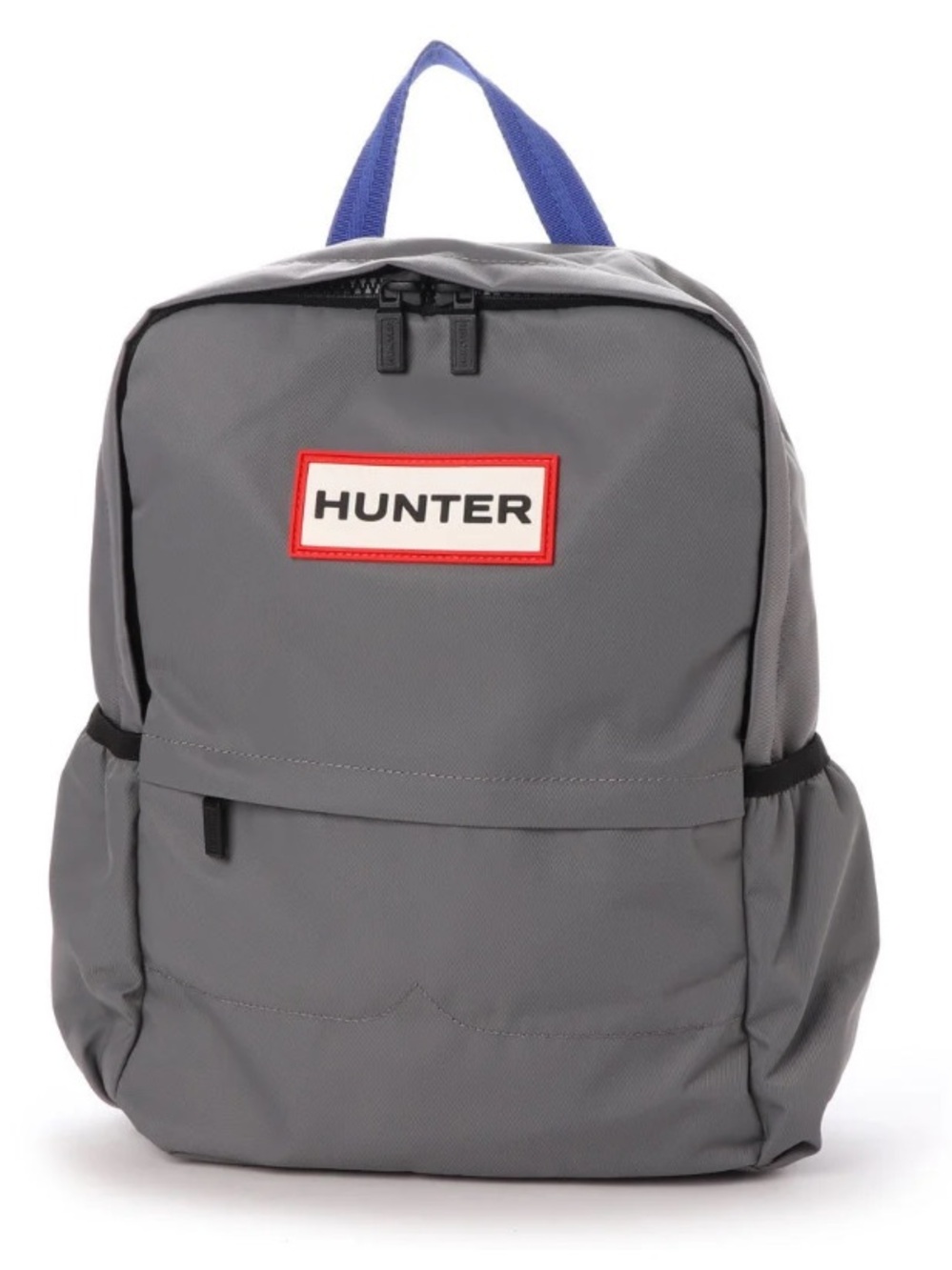 Hunter Gray Nylon Backpack with Red Logo Patch